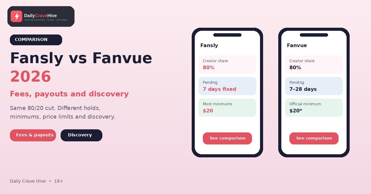 Fansly vs Fanvue (2026): Fees, Payouts and Discovery Compared