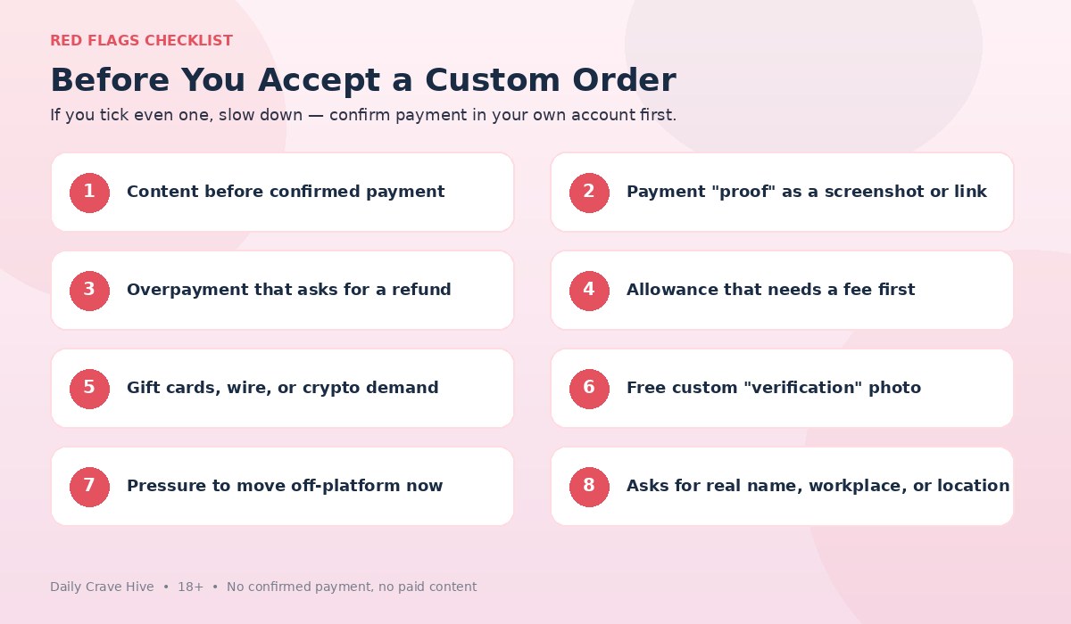 Eight red flags to check before accepting a feet pic custom order