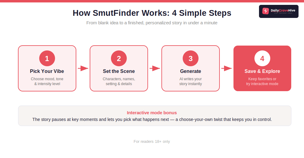How SmutFinder works: 4 simple steps from idea to story