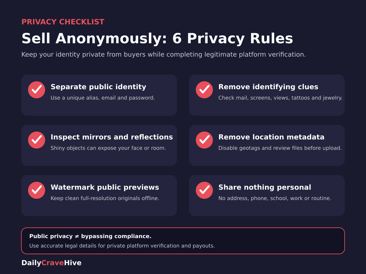 Privacy checklist for selling feet pics anonymously